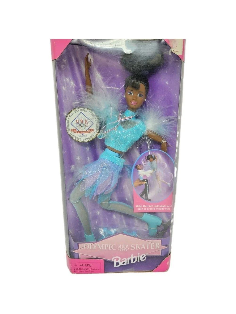 Licensed Collectible Barbie Doll '98 Nagano Olympic USA Skater African American